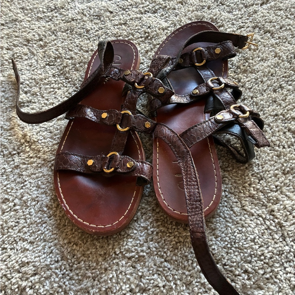 Cole Haan Brown Strappy Leather Gladiator Sandals